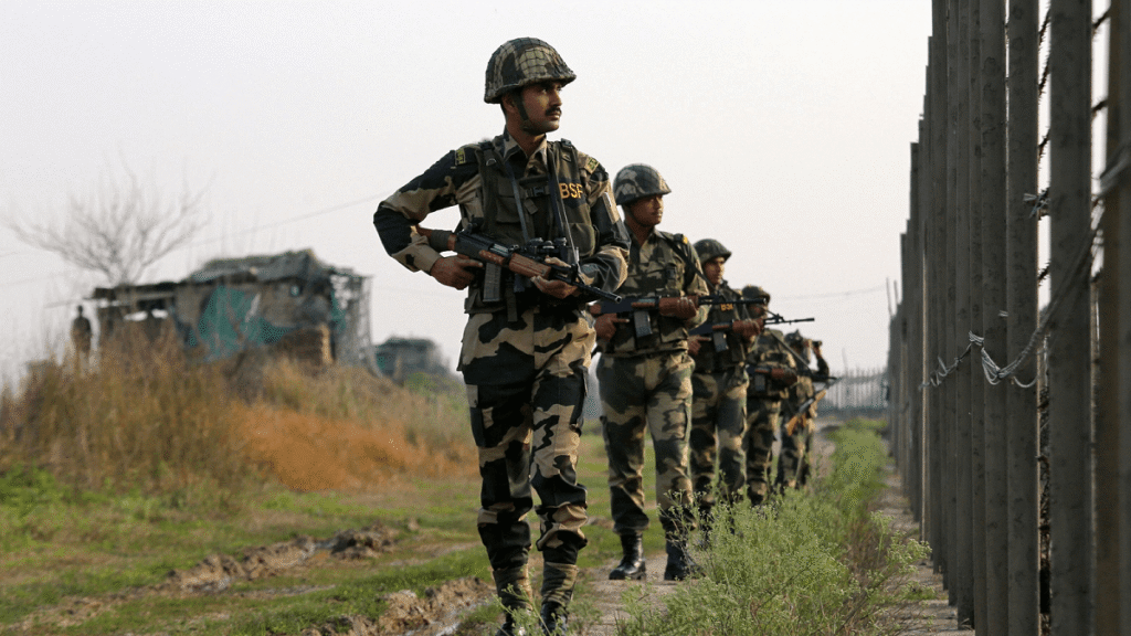 Tense-India-Pakistan-Border-at-Dusk-with-Military-Forces-in-Position